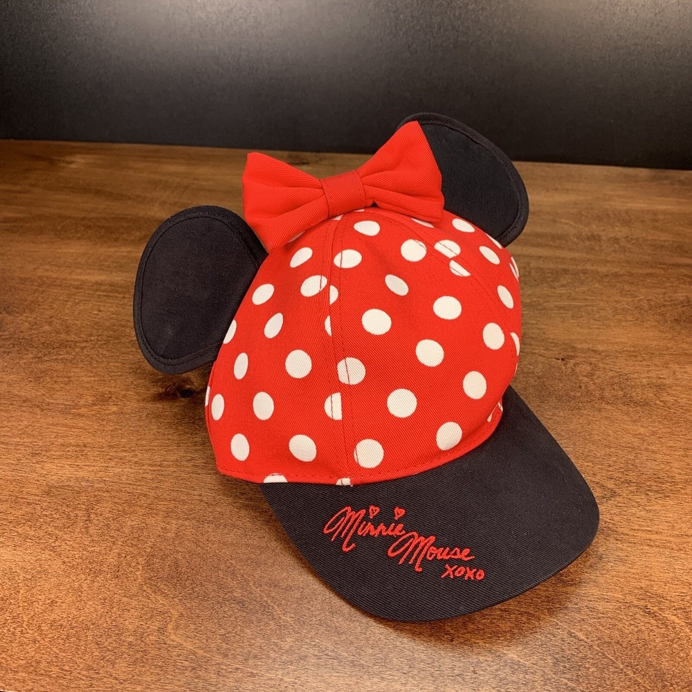 Disney Parks Minnie Mouse Youth Size Girls Ear Polka Dot Bow Cap‎ Hat Disneyland